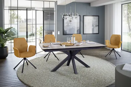 Armlehnstuhl MANOA - drehbar, Stoff, Senfgelb