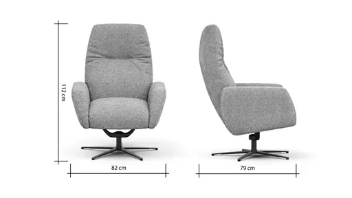 Einzelsessel Terni - Relaxfunktion, Sternfuss, Stoff, Hellblau
