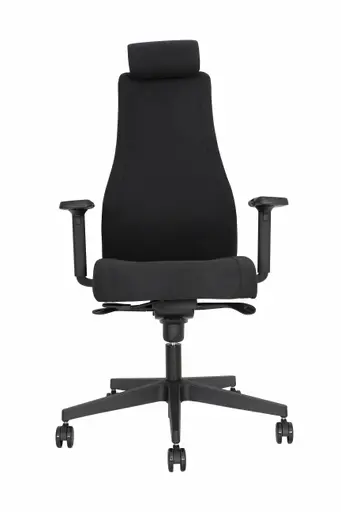 Chefsessel - mit Ergo-Rückenpolsterung und 3D-Armlehnen, Stoff, Schwarz