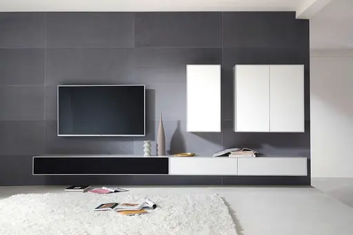 Wohnwand Edge - BHT ca. 360x185x42 cm, Lack, Weiß