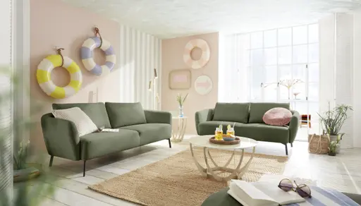 Sofa CARLLOTA - 3-Sitzer, Stoff, Dunkelgrün