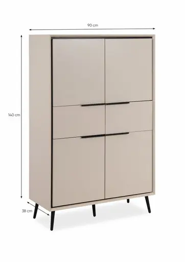 Highboard - B ca. 90 cm, Sand, Schwarz