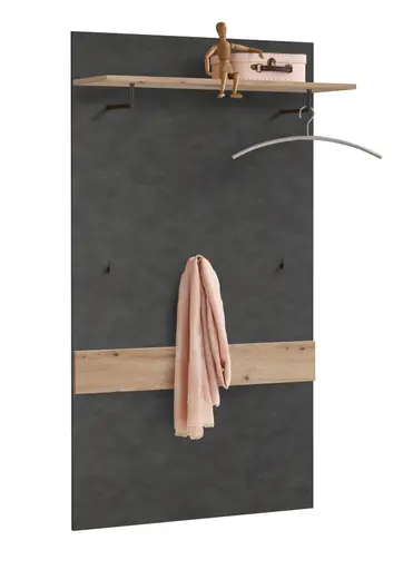 Garderobenpaneel- Grau, Eiche Dekor