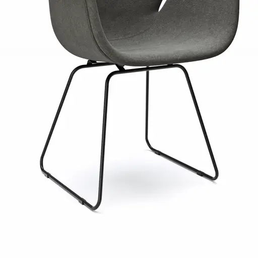 Armlehnstuhl Tooon - Stoff Dunkelgrau, Kufe, Schwarz