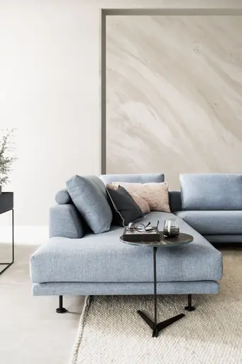 Ecksofa Cuneo - Ecke links mit 2,5-Sitzer, Stoff, Hellblau