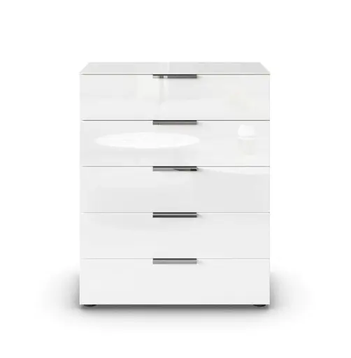 Kommode RIPP- Eiche Dekor, Glas, Weiß