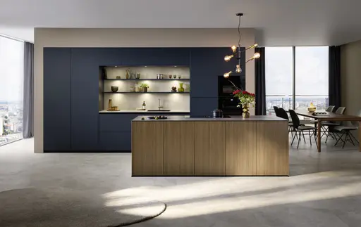 Inselküche 51.230 CO 1V1 525, Rillenoptik Eiche dunkel 