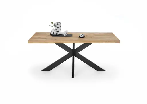 Esstisch - LB ca. 180x100 cm, Wildeiche massiv geölt, Schwarz