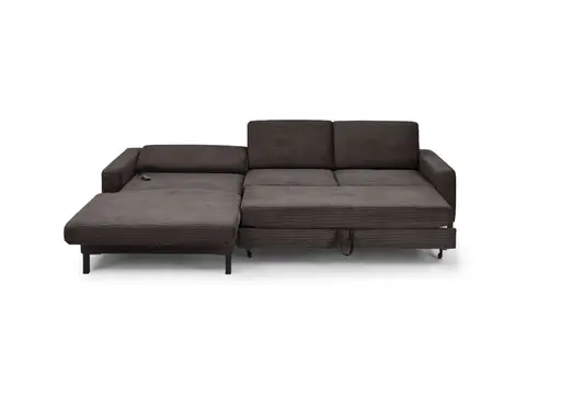 Ecksofa CALM MOVE 2.0 - Longchair links mit 2,5-Sitzer, Schlaffunktion, Feincord, Mocca