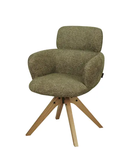 Armlehnstuhl MANJA - drehbar, Stoff, Braun