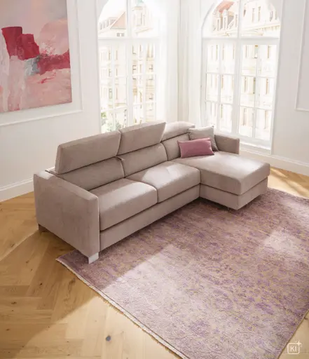 Ecksofa Lumaria Pro - 2,5-Sitzer mit Longchair rechts inkl. Schlaffunktion, Stoff, Hellgrau