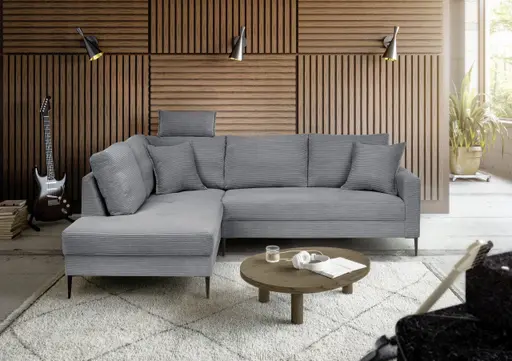 Ecksofa - Ecke links, 3-Sitzer, Stoff, Grau