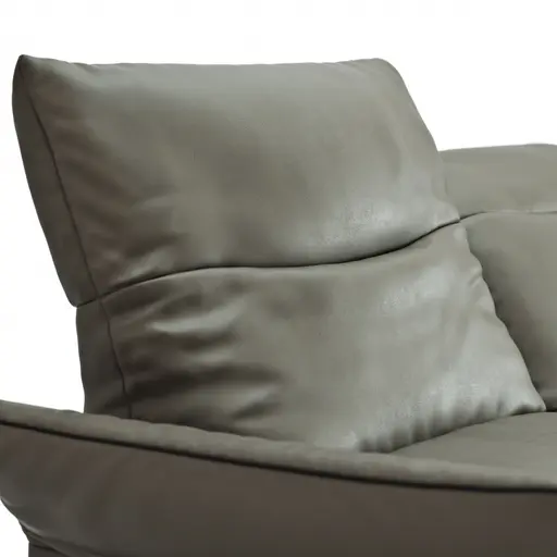 Sofa Victoria - 3-Sitzer inkl. Kopfstütze/Armlehne verstellbar, Leder, Grau