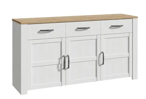 Sideboard FELLIAN- B ca. 166 cm, Weiß, Eiche Dekor