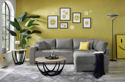 Beistelltisch - Ø/H ca. 50x50 cm, Artisan Eiche Nachbildung, Schwarz