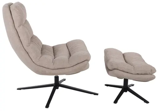 Relaxsessel mit Hocker - drehbar, Webstoff, Sand