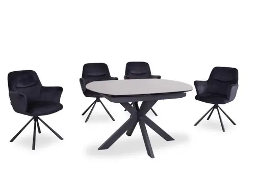 Esstisch MEGGIE - ausziehbar, LB ca. 130x100 cm, Keramik, Grau