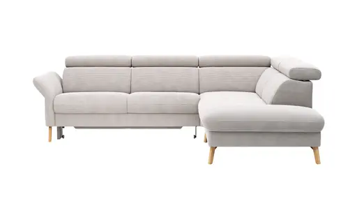 Sofa Maryville - 2,5-Sitzer mit Eckelement und Abschlussteil medium rechts, inkl. Schlaffunktion, Stauraum, Armlehne/Kopfteil verstellbar, Stoff, Beige
