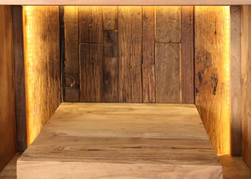 Highboard - mit Beleuchtung, B ca. 72 cm, Akazie massiv