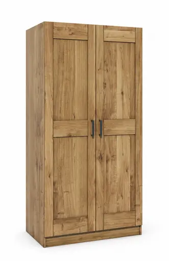 Drehtürenschrank- B ca. 102 cm, Wildeiche, teilmassiv, Geölt