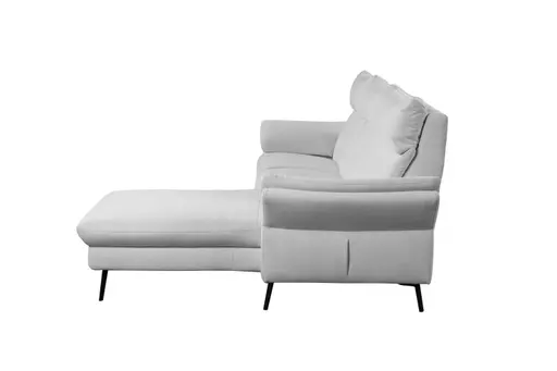 Ecksofa - 2-Sitzer mit Longchair rechts, Stoff, Creme