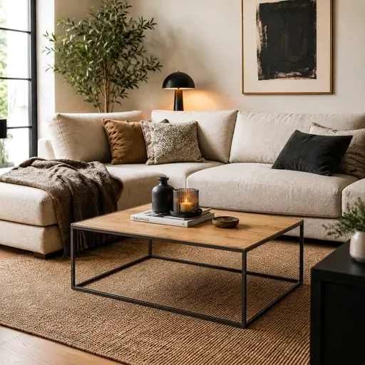 Couchtisch - LB ca. 100x60 cm, Asteiche, Schwarz