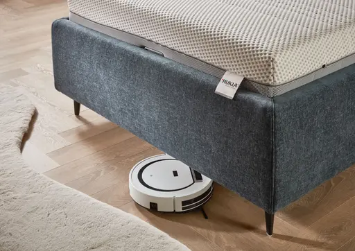 Polsterbett - Liegefläche ca. 120x200 cm, Stoff, Graublau