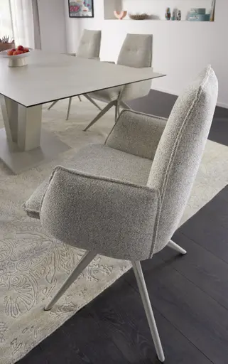 Armlehnstuhl Dinner - drehbar, Stoff, Champagner