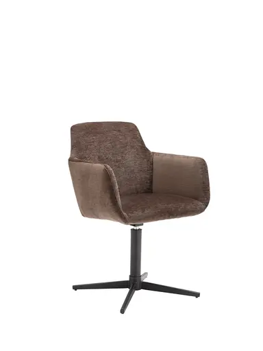 Armlehnstuhl Nashville - drehbar, Stoff, Dunkelbraun