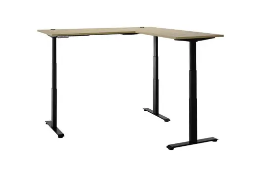 Eckschreibtisch - höhenverstellbar, LB ca. 185x77 cm, Artisan Eiche Nachbildung, Schwarz