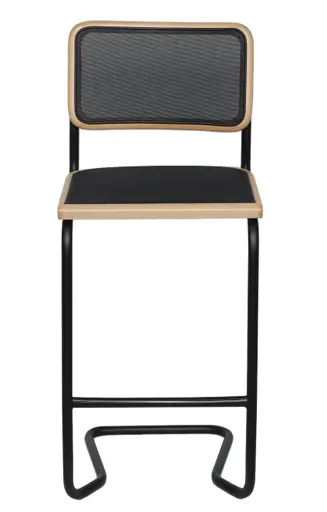 Barhocker - Stoff, Schwarz, Buche natur