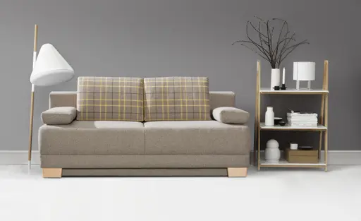 Querschläfer - Schlaffunktion mit Bettkasten, Stoff, Taupe