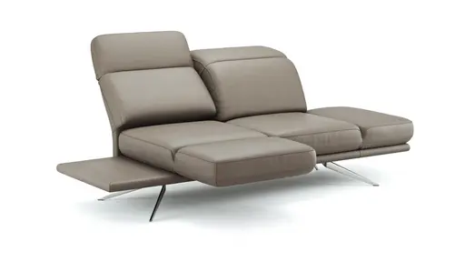 Sofa Sophie - 2,5-Sitzer inkl. Kopfstütze/Armlehne verstellbar, Leder, Lava