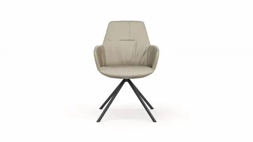 Armlehnstuhl Pegara - Leder, Graubraun