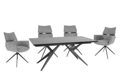 Stuhl MARJA - drehbar, Stoff, Grau