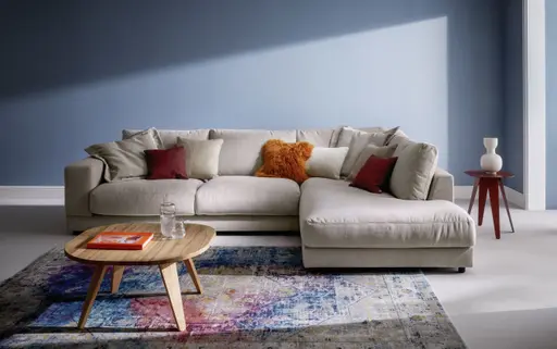 Ecksofa Juni - 2-sitzer mit Ecke rechts, Stoff, Taupe