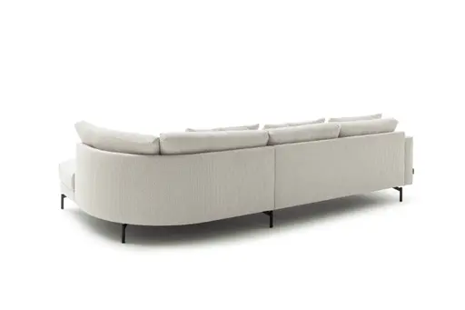 Trapezsofa Anesa - 2-Sitzer, Ecke rechts, Cord-Boucle, Creme