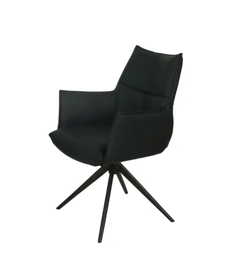 Armlehnstuhl MELE - drehbar, Leder, Schwarz