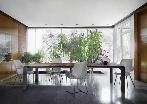 Esstisch 3400 - ausziehbar, LB ca. 200x100 cm, Nussbaum massiv