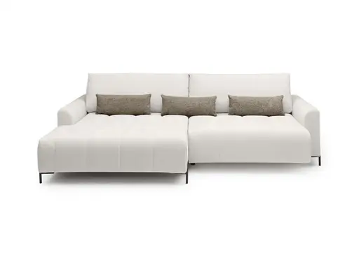 Ecksofa - Longchair links mit 2-Sitzer, Sitztiefe verstellbar motorisch, Stoff, Sand