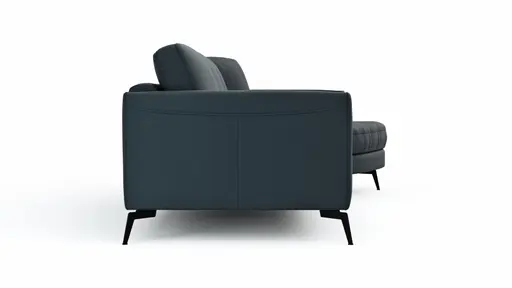 Ecksofa Oviedo - 2-Sitzer mit Ecke rechts, Leder, Dunkelblau