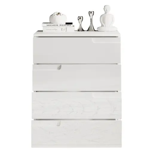 Kommode - B ca. 65 cm, Weiß, Weiß Hochglanz