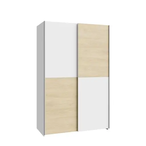 Schwebetürenschrank FREDDY- B ca. 120 cm, Weiß, Eiche Dekor