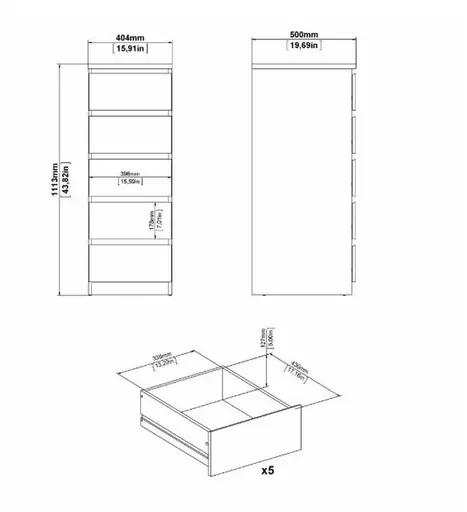 Kommode - B ca. 41 cm, Schwarz