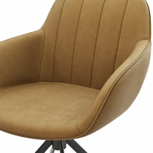Polsterstuhl Dinner - drehbar, Leder, Kurkuma