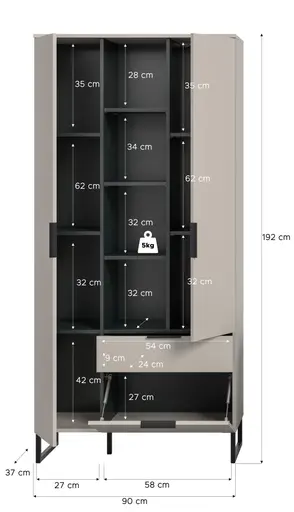 Stauraumelement - B ca. 90 cm, Kaschmir, Schwarz
