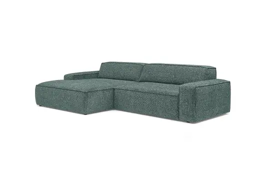 Ecksofa - Longchair links mit 2-Sitzer, Sitzvorzug motorisch, Stoff, Petrol