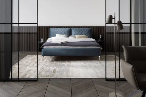 Polsterbett Farenza - Liegefläche ca. 180x200 cm, Velour, Azurblau