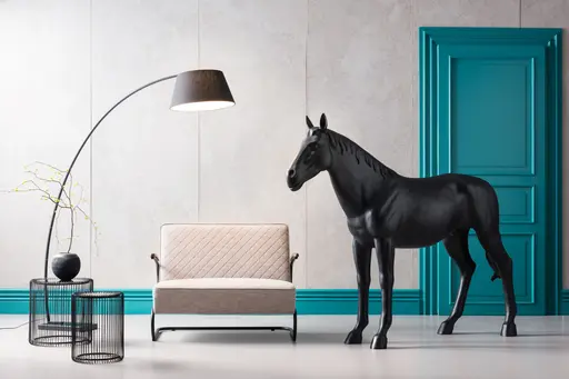 Beistelltisch-Set- Stahl, Schwarz, Glas, Schwarz