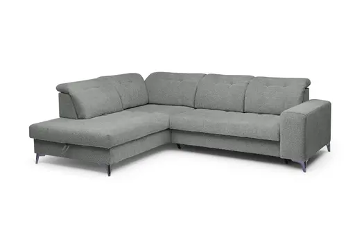 Ecksofa - Ecke links mit 2-Sitzer, Kopfteil verstellbar, Sitztiefe verstellbar motorisch, Stoff, Anthrazit